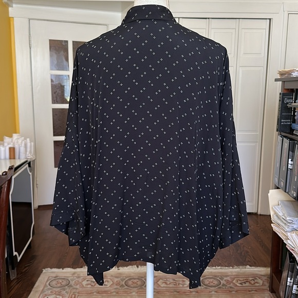 Pink Wheels Black Printed Lagenlook Japanese Style Lightweight Shirt Jacket OS - Picture 3 of 11